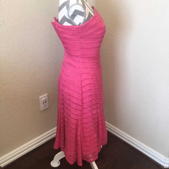 Tadashi Pink pintuck evening Dress - Picture 3 of 8